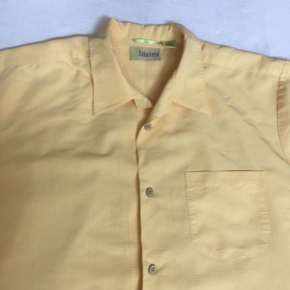 #73 Cubavera Rayon Home Aid Short Sleeve Button Front Shirt Men's Size L Yellow - Picture 8 of 9